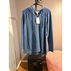 LOGO Life - Blue Antique Wash Jersey Pullover w/Hood and Pockets Sz S